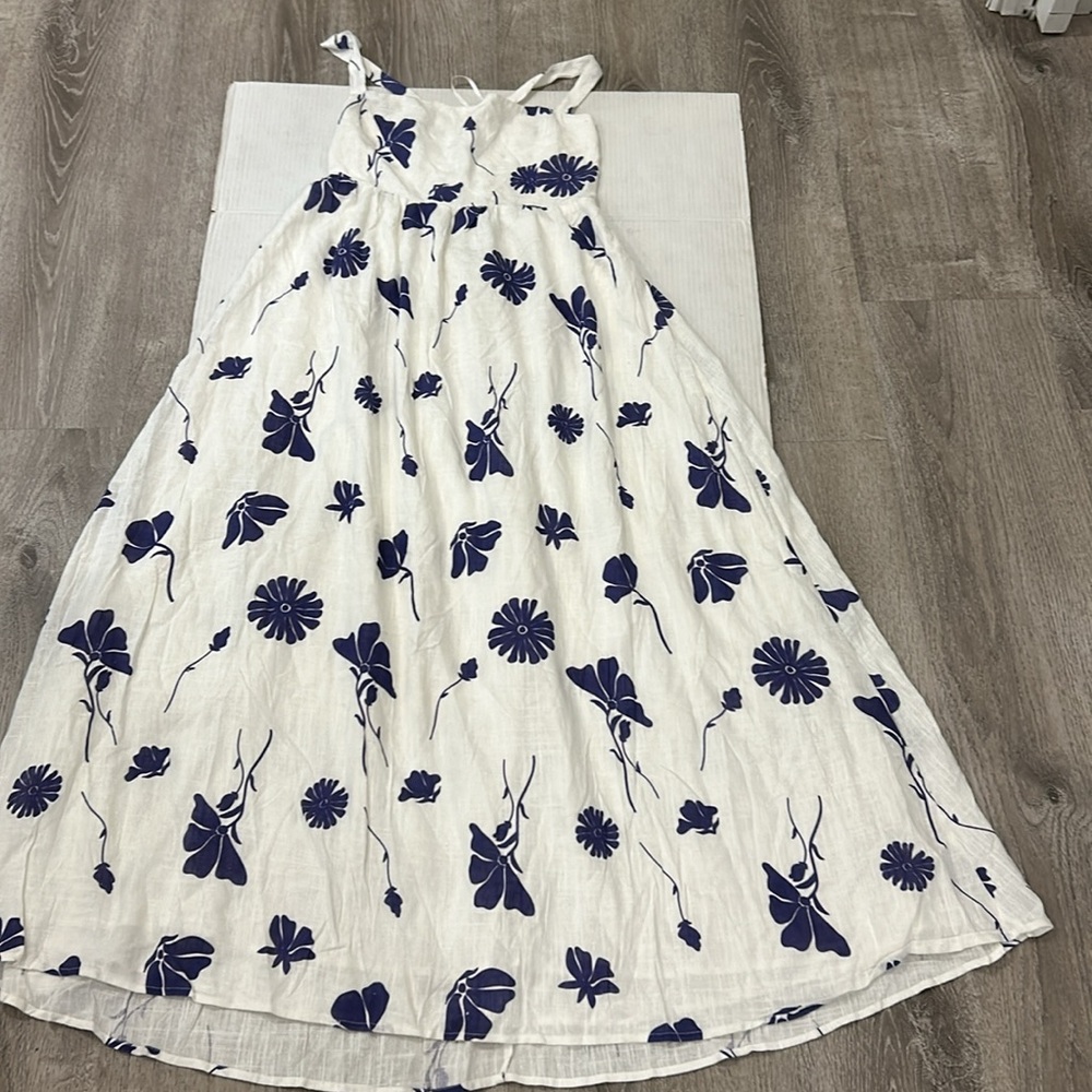 Petal & Pup White Maxi Dress with Blue Floral Print - Picture 11 of 15
